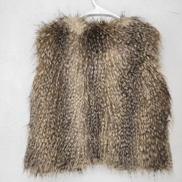 Express Faux Fur Vest in Brown and Tan - Picture 6 of 7
